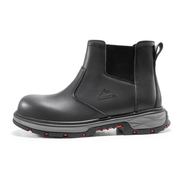 Men's Slip-On Steel Toe Chelsea Work Boots - BLACK - 6